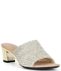 Onex Bianca Metallic Woven Slip On Heeled Sandals