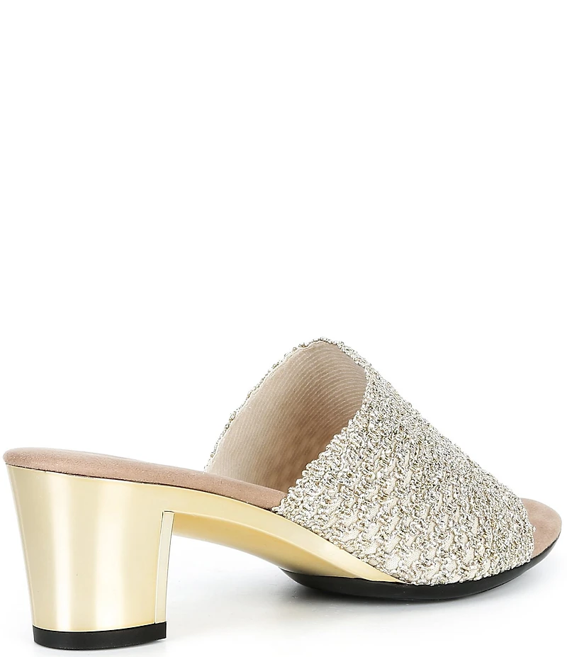 Onex Bianca Metallic Woven Slip On Heeled Sandals