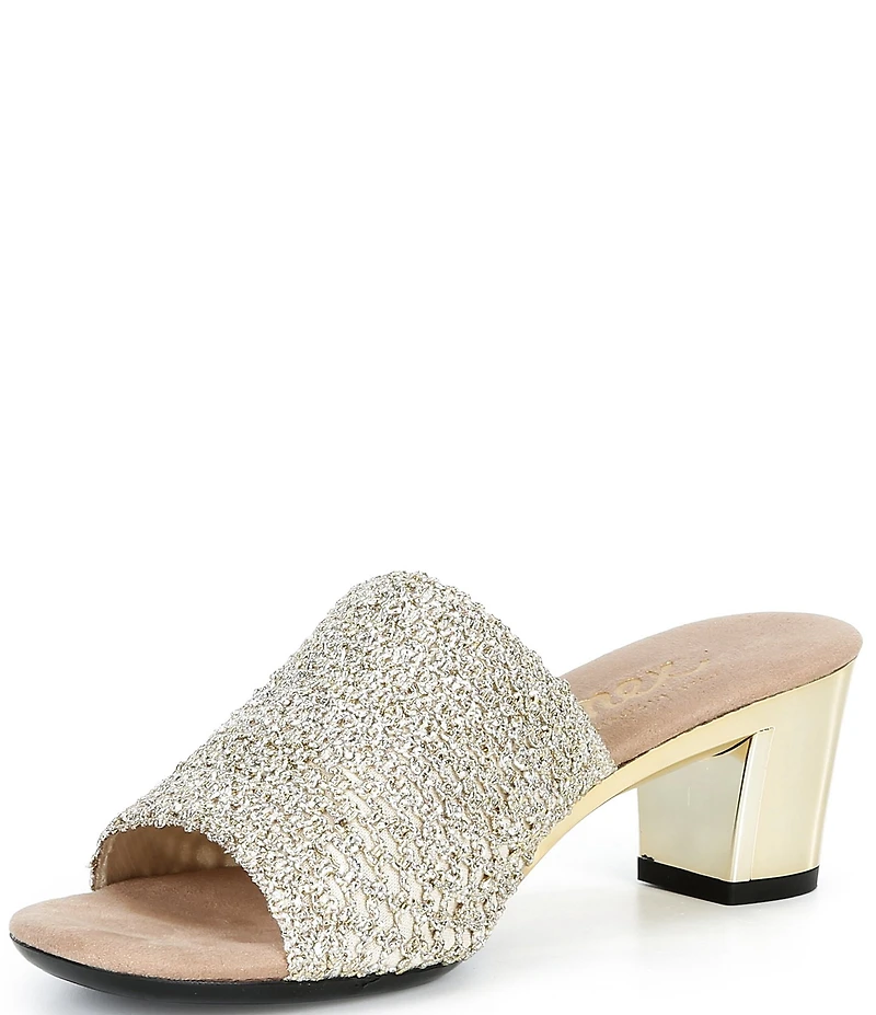 Onex Bianca Metallic Woven Slip On Heeled Sandals