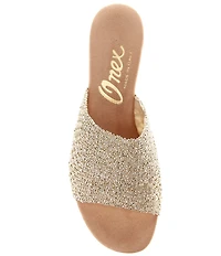 Onex Bianca Metallic Woven Slip On Heeled Sandals