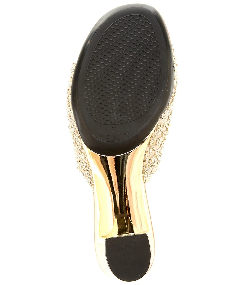 Onex Bianca Metallic Woven Slip On Heeled Sandals
