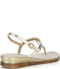 Onex Cabo Rhinestone Metallic Leather Thong Wedge Sandals