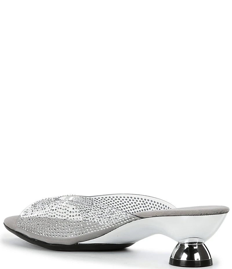 Onex Dani Vinyl Rhinestone Embellished Kitten Heel Slide Sandals