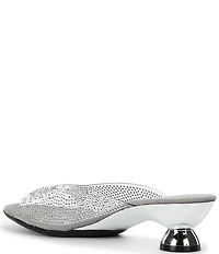 Onex Dani Vinyl Rhinestone Embellished Kitten Heel Slide Sandals