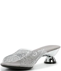 Onex Dani Vinyl Rhinestone Embellished Kitten Heel Slide Sandals