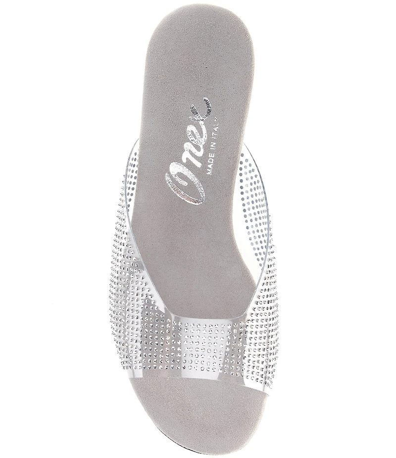Onex Dani Vinyl Rhinestone Embellished Kitten Heel Slide Sandals