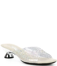 Onex Dani Vinyl Rhinestone Embellished Kitten Heel Slide Sandals