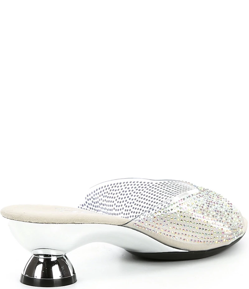 Onex Dani Vinyl Rhinestone Embellished Kitten Heel Slide Sandals