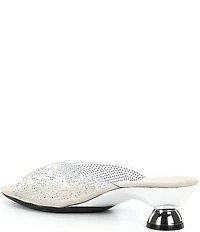 Onex Dani Vinyl Rhinestone Embellished Kitten Heel Slide Sandals