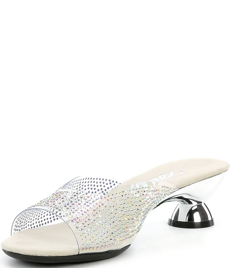 Onex Dani Vinyl Rhinestone Embellished Kitten Heel Slide Sandals