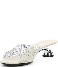 Onex Dani Vinyl Rhinestone Embellished Kitten Heel Slide Sandals