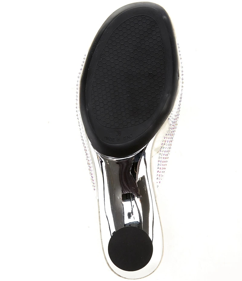Onex Dani Vinyl Rhinestone Embellished Kitten Heel Slide Sandals