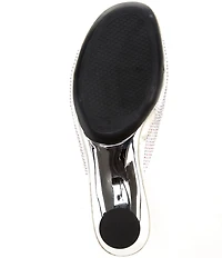 Onex Dani Vinyl Rhinestone Embellished Kitten Heel Slide Sandals