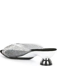 Onex Dani Vinyl Rhinestone Embellished Kitten Heel Slide Sandals