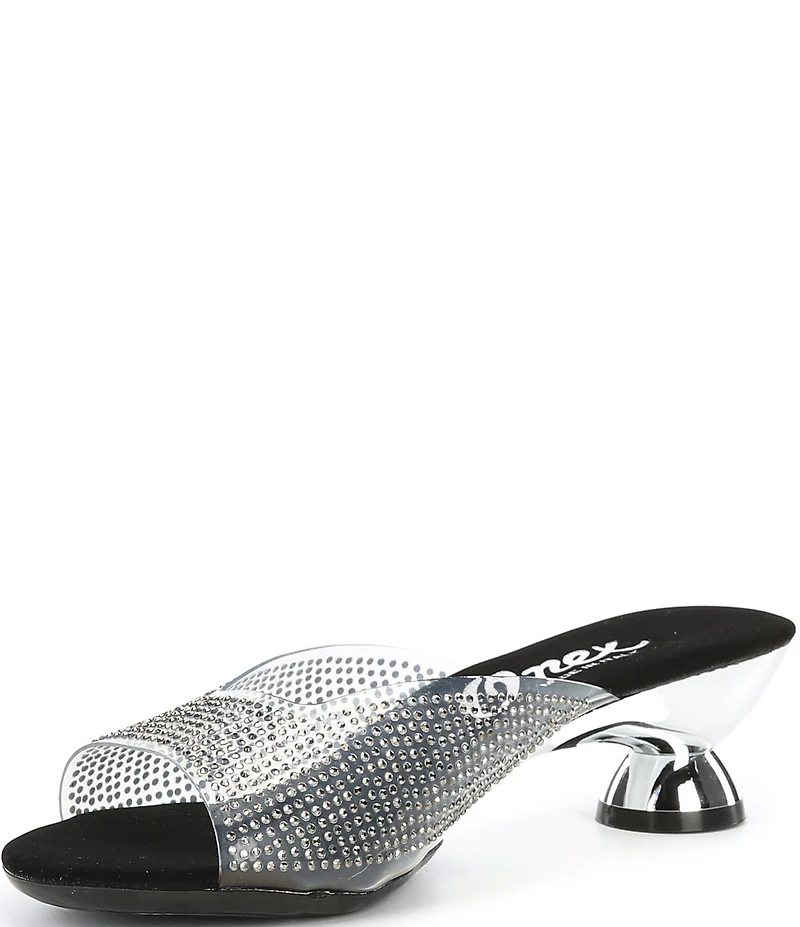Onex Dani Vinyl Rhinestone Embellished Kitten Heel Slide Sandals