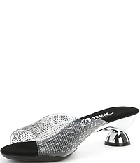 Onex Dani Vinyl Rhinestone Embellished Kitten Heel Slide Sandals
