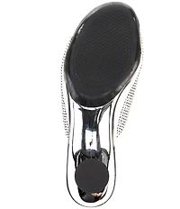 Onex Dani Vinyl Rhinestone Embellished Kitten Heel Slide Sandals