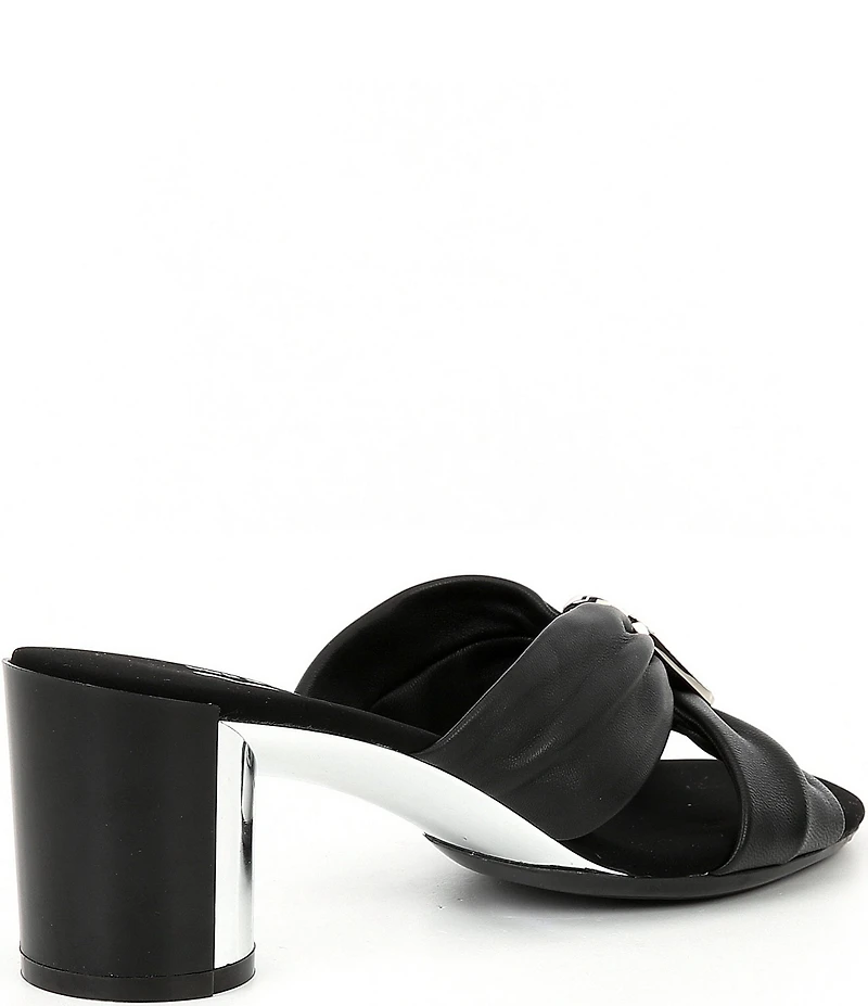 Onex Diona Leather Ornamented Metal Heel Dress Slide Sandals