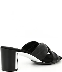 Onex Diona Leather Ornamented Metal Heel Dress Slide Sandals