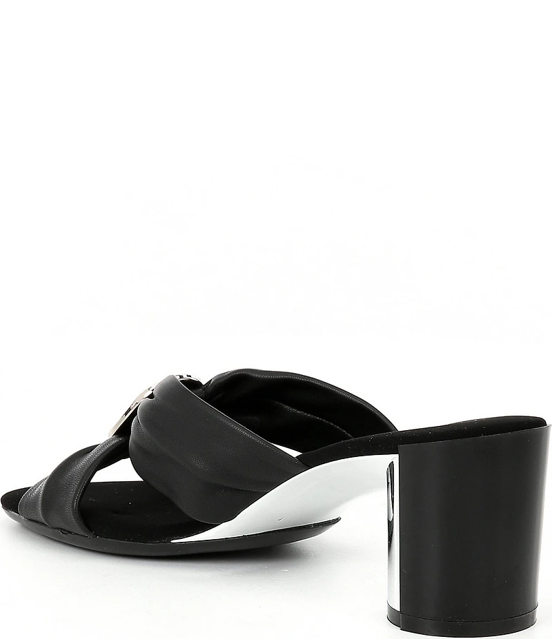 Onex Diona Leather Ornamented Metal Heel Dress Slide Sandals