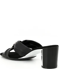 Onex Diona Leather Ornamented Metal Heel Dress Slide Sandals