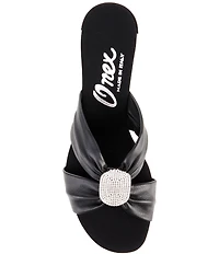 Onex Diona Leather Ornamented Metal Heel Dress Slide Sandals