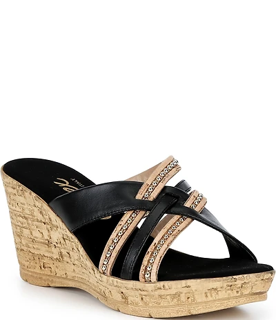 Onex Elaine Cork Cross Banded Wedge Sandals