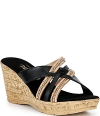 Onex Elaine Cork Cross Banded Wedge Sandals