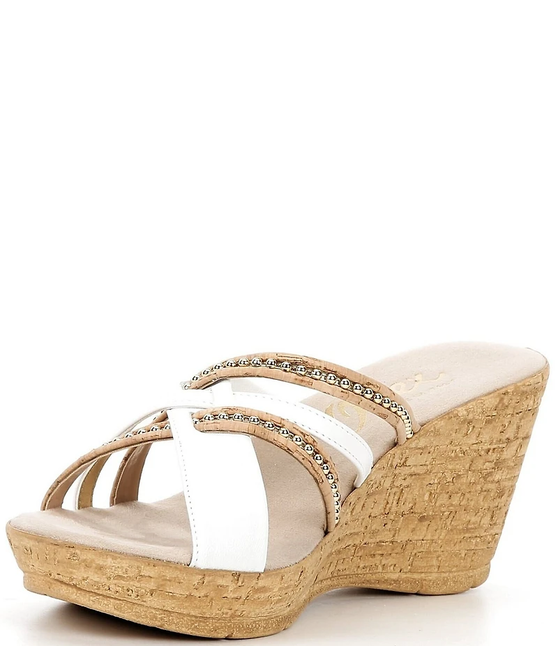Onex Elaine Cork Cross Banded Wedge Sandals