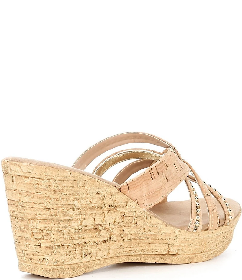 Onex Elaine Cork Cross Banded Wedge Sandals