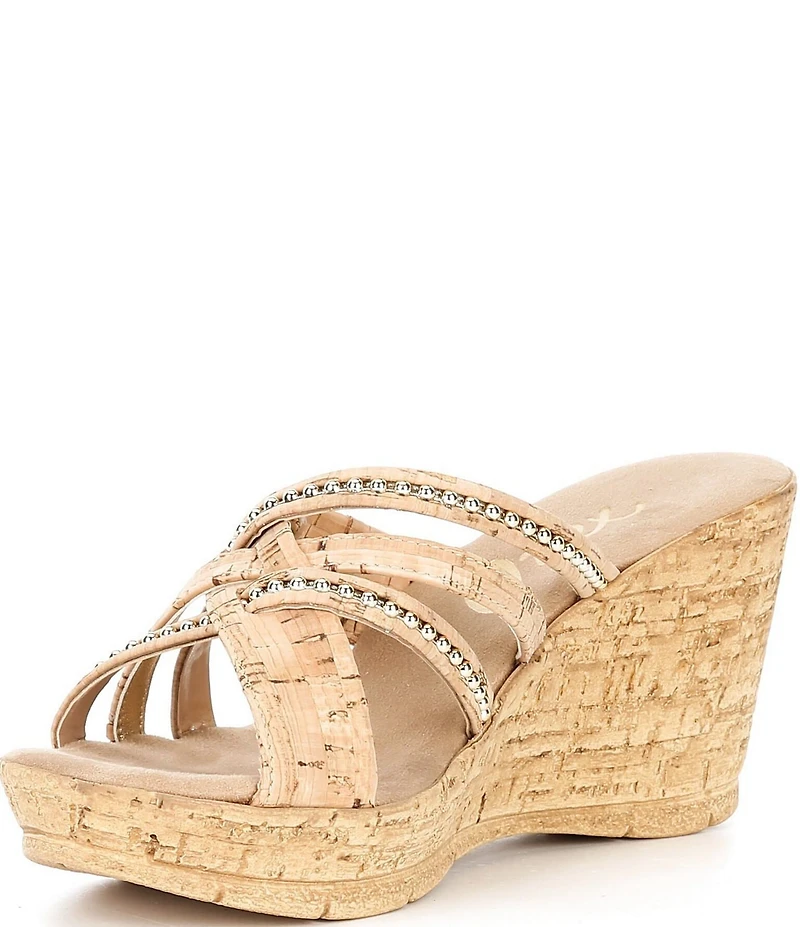 Onex Elaine Cork Cross Banded Wedge Sandals