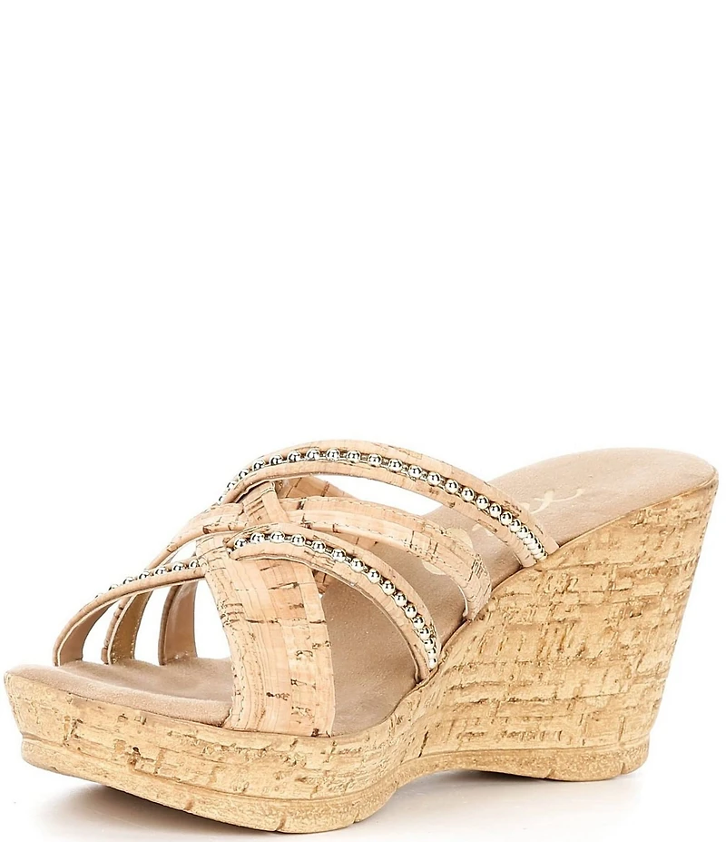 Onex Elaine Cork Cross Banded Wedge Sandals