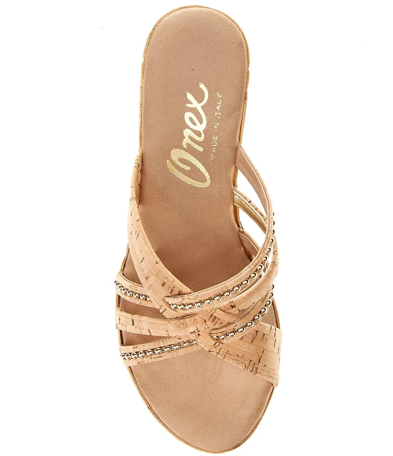 Onex Elaine Cork Cross Banded Wedge Sandals