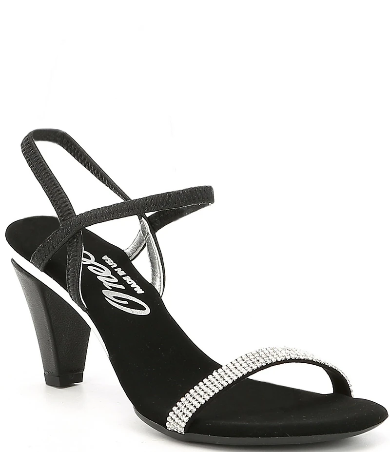 Onex Iced Rhinestone Embellished Leather Dress Sandals