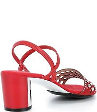 Onex Jaime Crystal Embellished Leather Ankle Strap Block Heel Dress Sandals