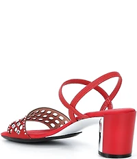 Onex Jaime Crystal Embellished Leather Ankle Strap Block Heel Dress Sandals