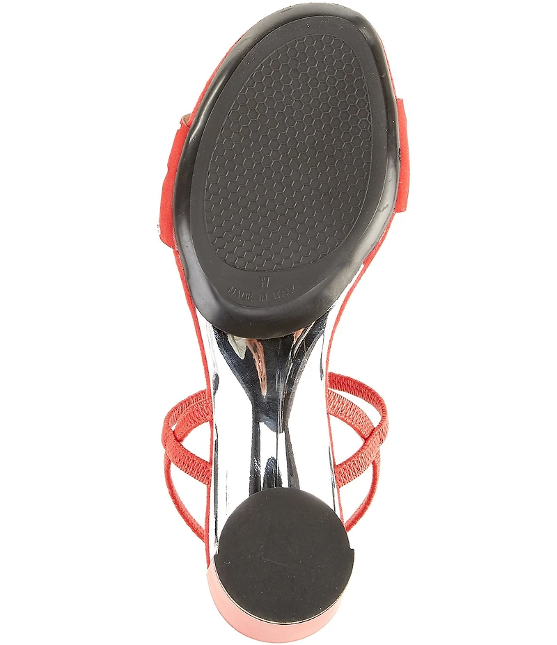 Onex Jaime Crystal Embellished Leather Ankle Strap Block Heel Dress Sandals