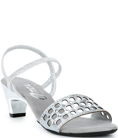 Onex Jaime Crystal Embellished Leather Ankle Strap Dress Sandals