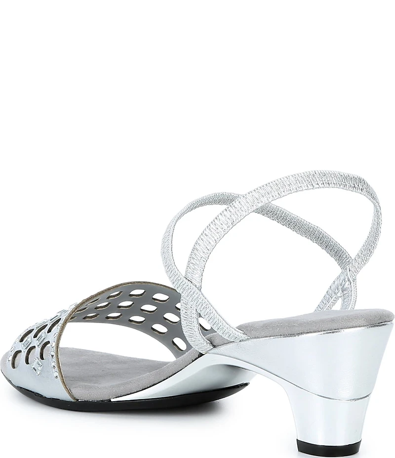 Onex Jaime Crystal Embellished Leather Ankle Strap Dress Sandals