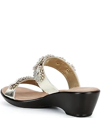 Onex Margaret Metallic Leather Flowers Banded Slide Sandals