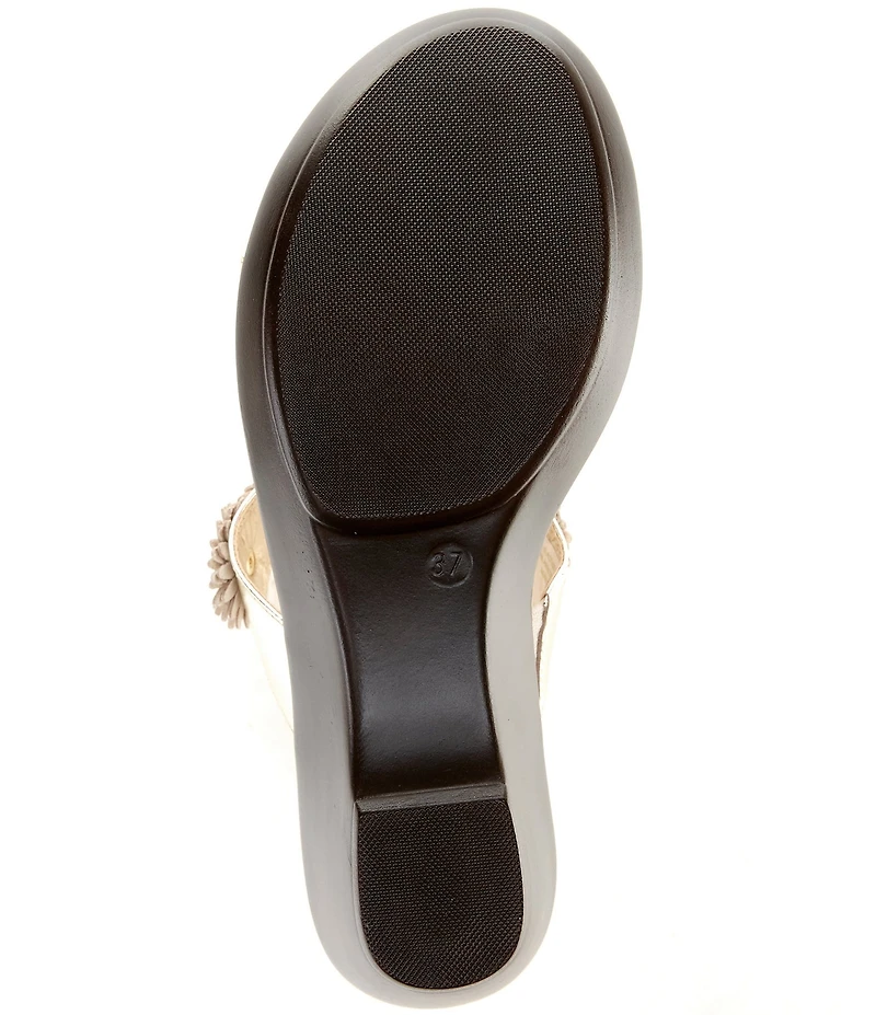 Onex Margaret Metallic Leather Flowers Banded Slide Sandals