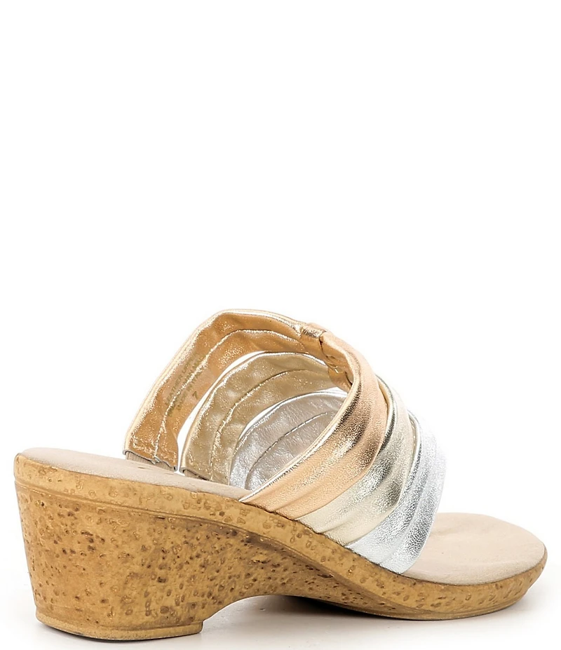 Onex Marisa Metallic Leather 3-Band Cork Thong Sandals