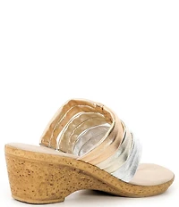Onex Marisa Metallic Leather 3-Band Cork Thong Sandals