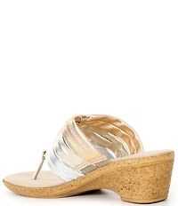 Onex Marisa Metallic Leather 3-Band Cork Thong Sandals