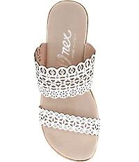 Onex Monette Leather Rhinestone Banded Cork Wedge Slide Sandals