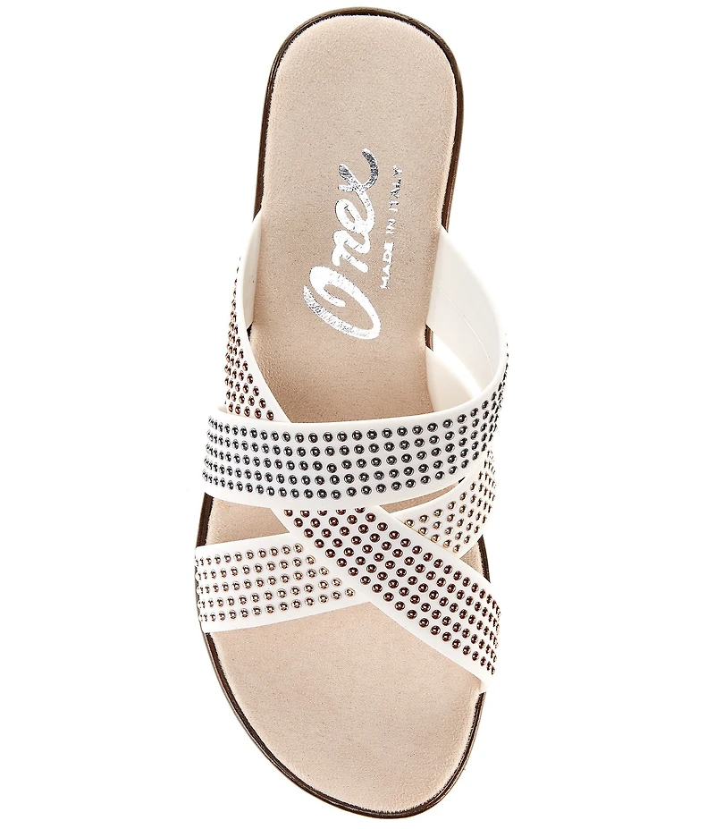 Onex Prelude Studded Embellished Wedge Slide Sandals