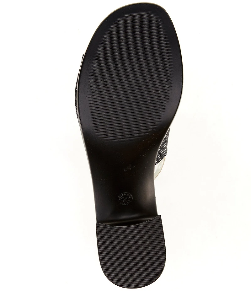 Onex Rebecca Iridescent Fabric Banded Block Heel Slip-On Sandals