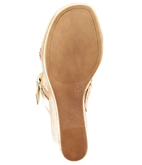 Onex Ronnie Metallic Leather Banded Buckle Wedge Sandals