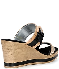 Onex Ronnie Metallic Leather Banded Buckle Wedge Sandals