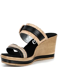Onex Ronnie Metallic Leather Banded Buckle Wedge Sandals